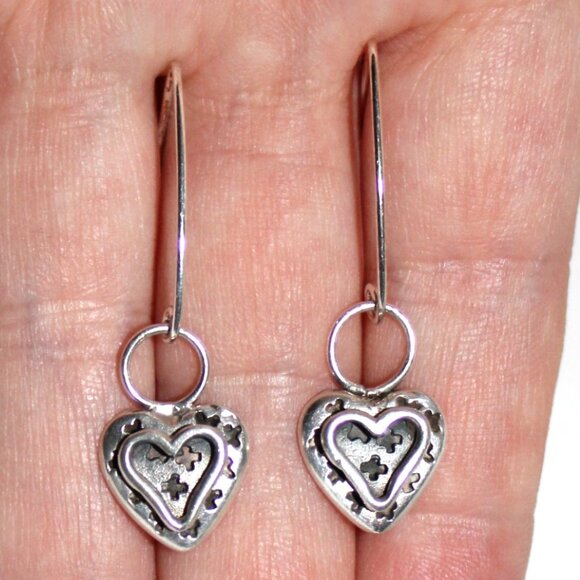 Sterling Silver Heart Earrings - Picture 4 of 4
